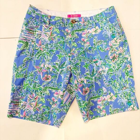 Lilly Pulitzer 9" Natia Knit Short Boca Blue Beneath The Bougainvillea size 8 - Picture 8 of 11